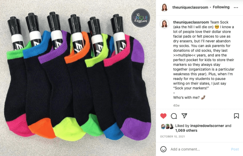 socks as white board erasers