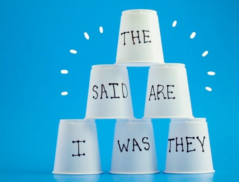 DIY Cup Stacking Game to Practice Reading and Spelling