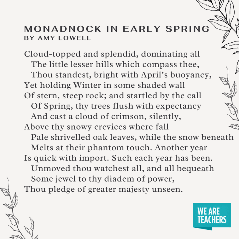 Monadnock in Early Spring by Amy Lowell