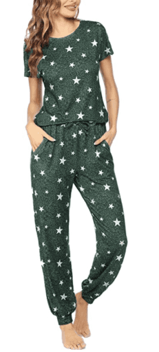 grey and white star pajama set