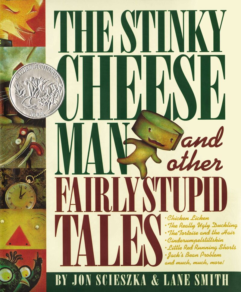 غلاف كتاب The Stinky Cheese Man وحكايات أخرى غبية إلى حد ما بقلم Jon Scieszka ، كمثال على كتب الأطفال في التسعينيات