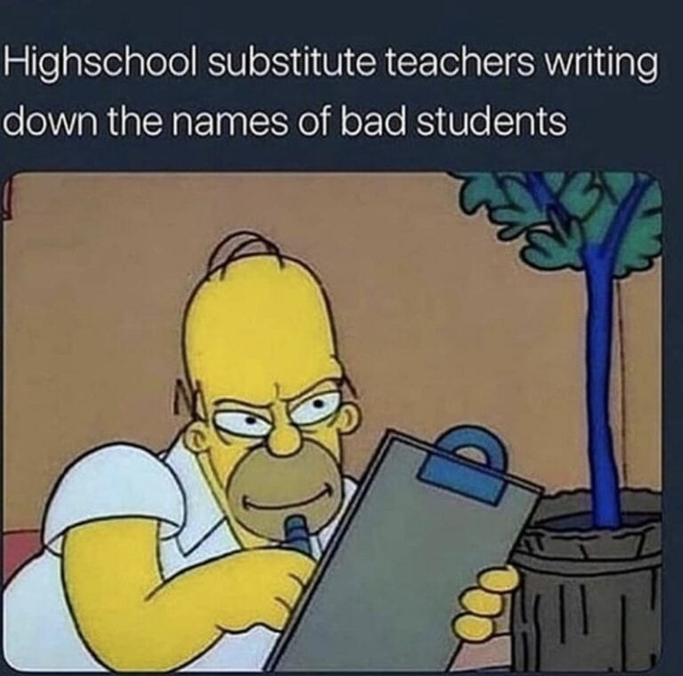 15 188   Substitute Teacher Writing Names Of Bad Students 768x760 