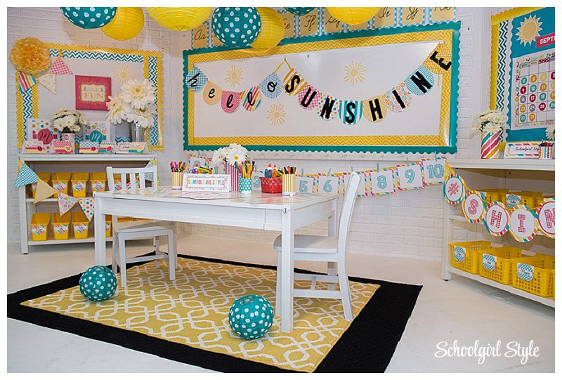 Colorful rainbow-filled classroom