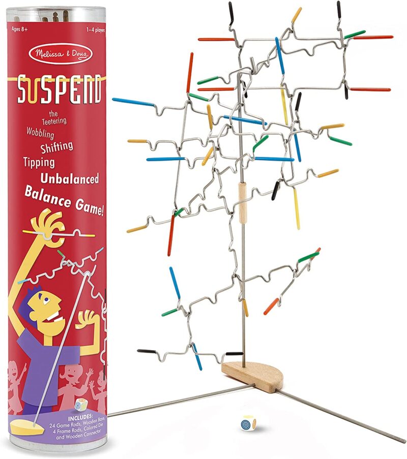 A red tube is shown that says Suspend on it. A thin wire sculpture is shown. 