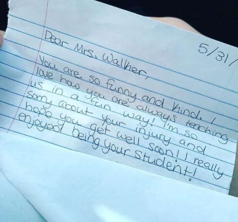 Teacher thank you note to get well
