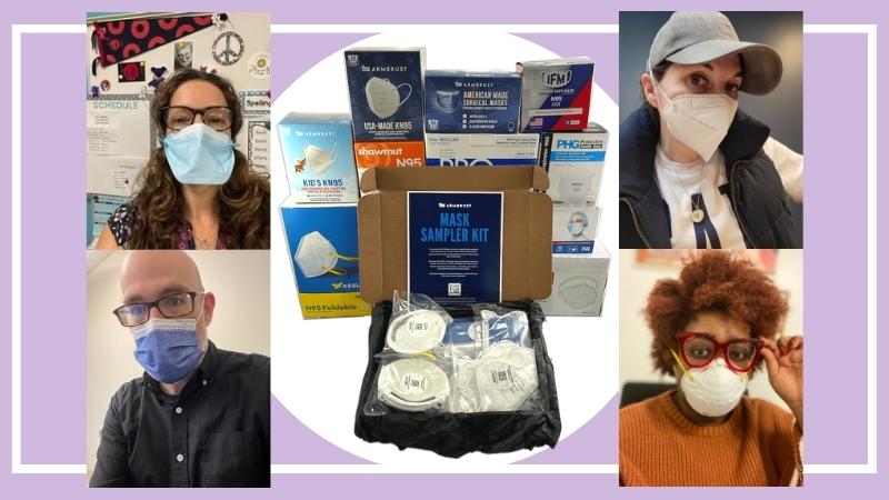 Collage of teachers wearing face masks
