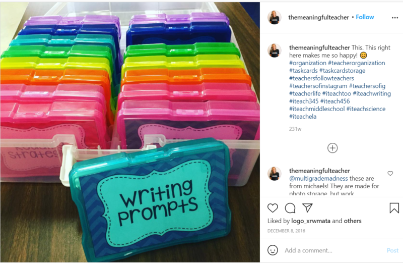 Still of classroom organization for writing prompts