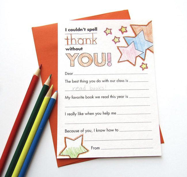Fill-in-the-blank greeting card for teachers