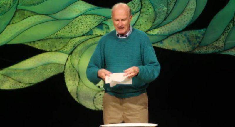 Still shot from a TED talk about paper towels