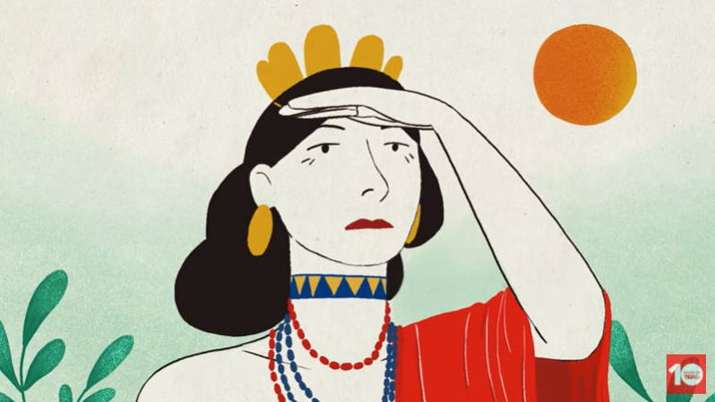 Still shot from animated video about Sappho