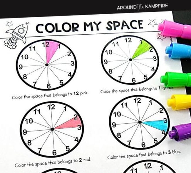 Color My Space worksheet with highlighters