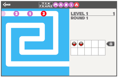 Screen shot of Ten Frame Mania online interactive math game