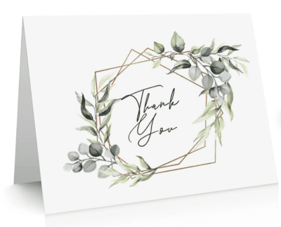 thank you card with greenery
