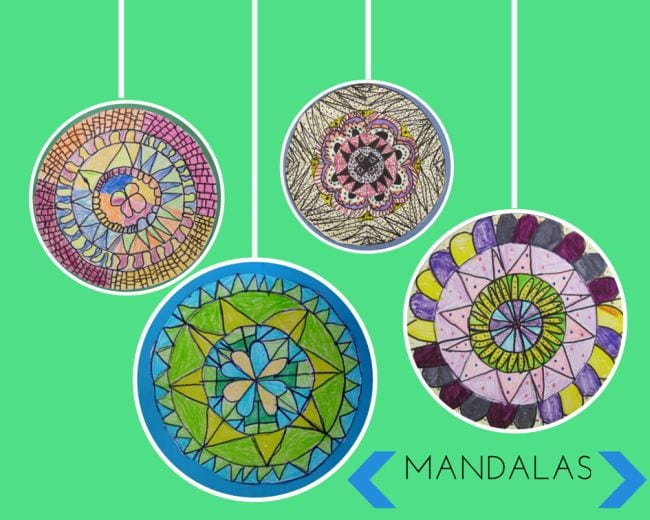 Patterned mandala circles on a green background