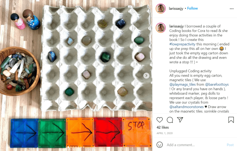 Still of use loose parts for learning about coding from Instagram