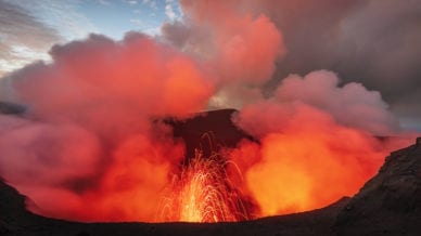 volcano crater erupting on Vanuau