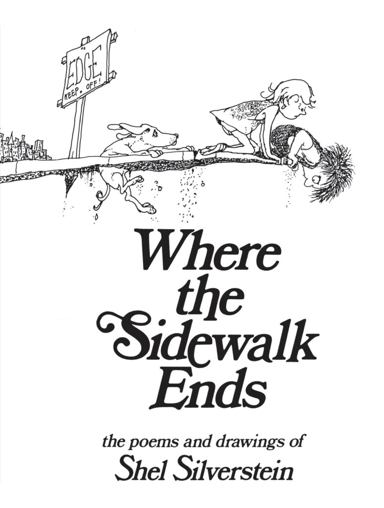 غلاف Where the Sidewalk Ends لـ Shel Silverstein ، كمثال لكتب الأطفال في التسعينيات