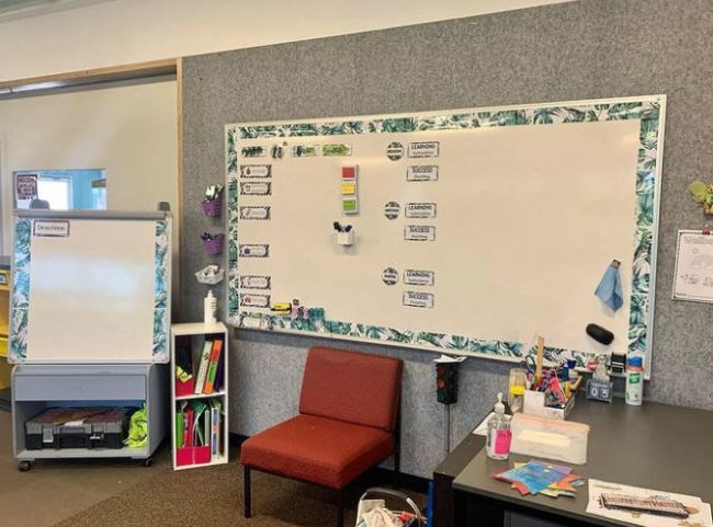Whiteboards with colorful borders added