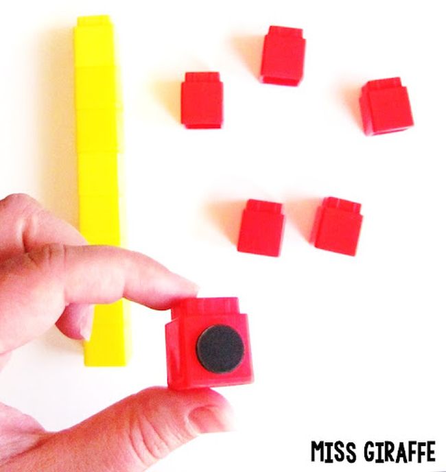 Base 10 math cubes with magnets on the back for use on a whiteboard