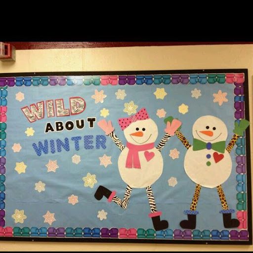 Bulletin board with words "Wild about Winter!"