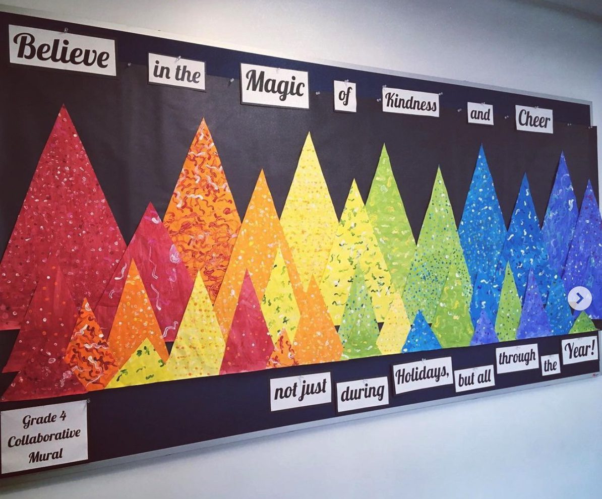 Colorful winter trees -- winter bulletin boards