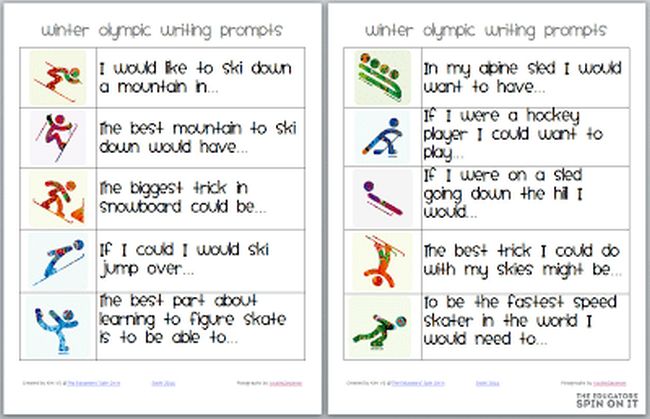 Writing prompts for kids about the Winter Olympics