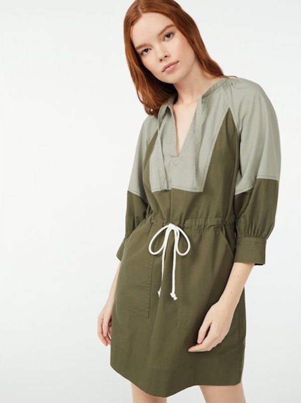 Green utility dress with pockets