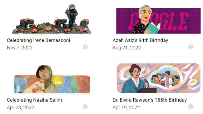 Selection of Google Doodle's honoring women