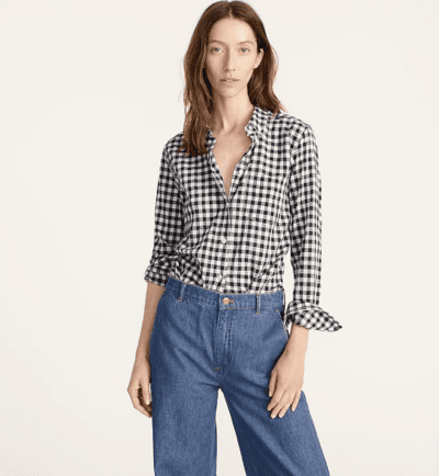 Black and white women's button up J. Crew