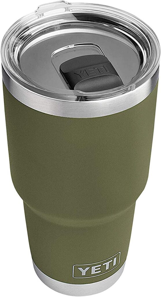 Yeti Rambler olive green stainless steel tumbler